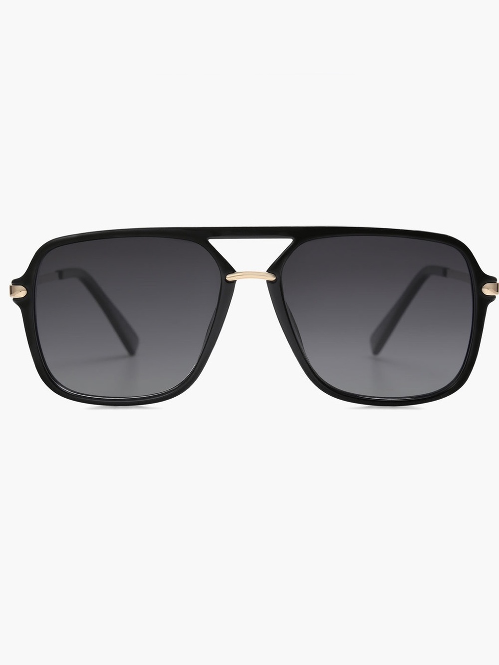 Black Sojos Aviator-Style Sunglasses with Gold Accent